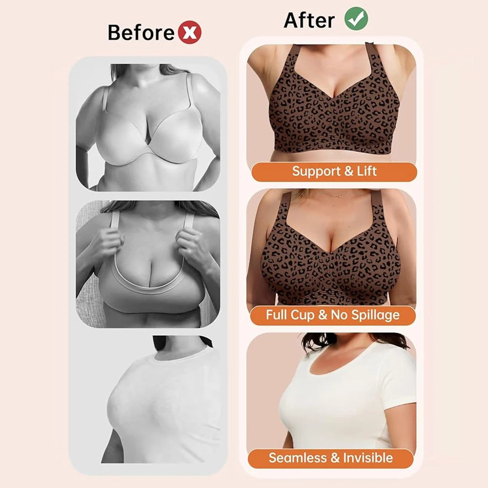 Leopard Print Seamless Support Bra
